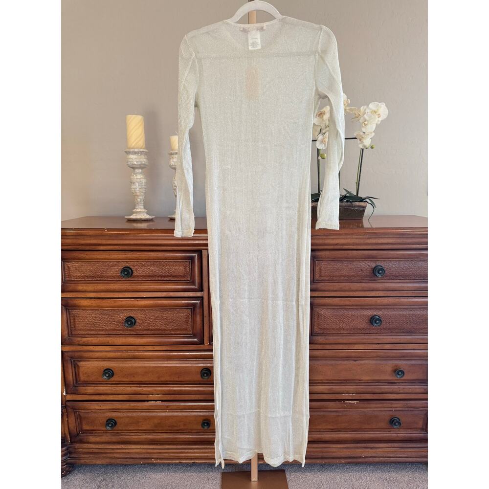 Hutch Niko Shimmer Mesh Maxi Dress Cream XS NWT - Picture 3 of 11